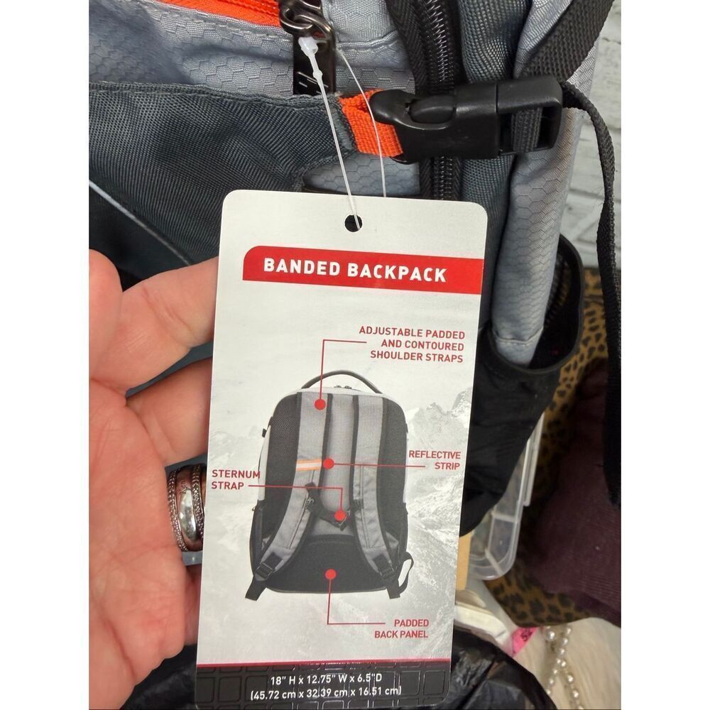 Swiss Tech Unisex Adult Banded Backpack Grey Orange New with Tags - Picture 6 of 12